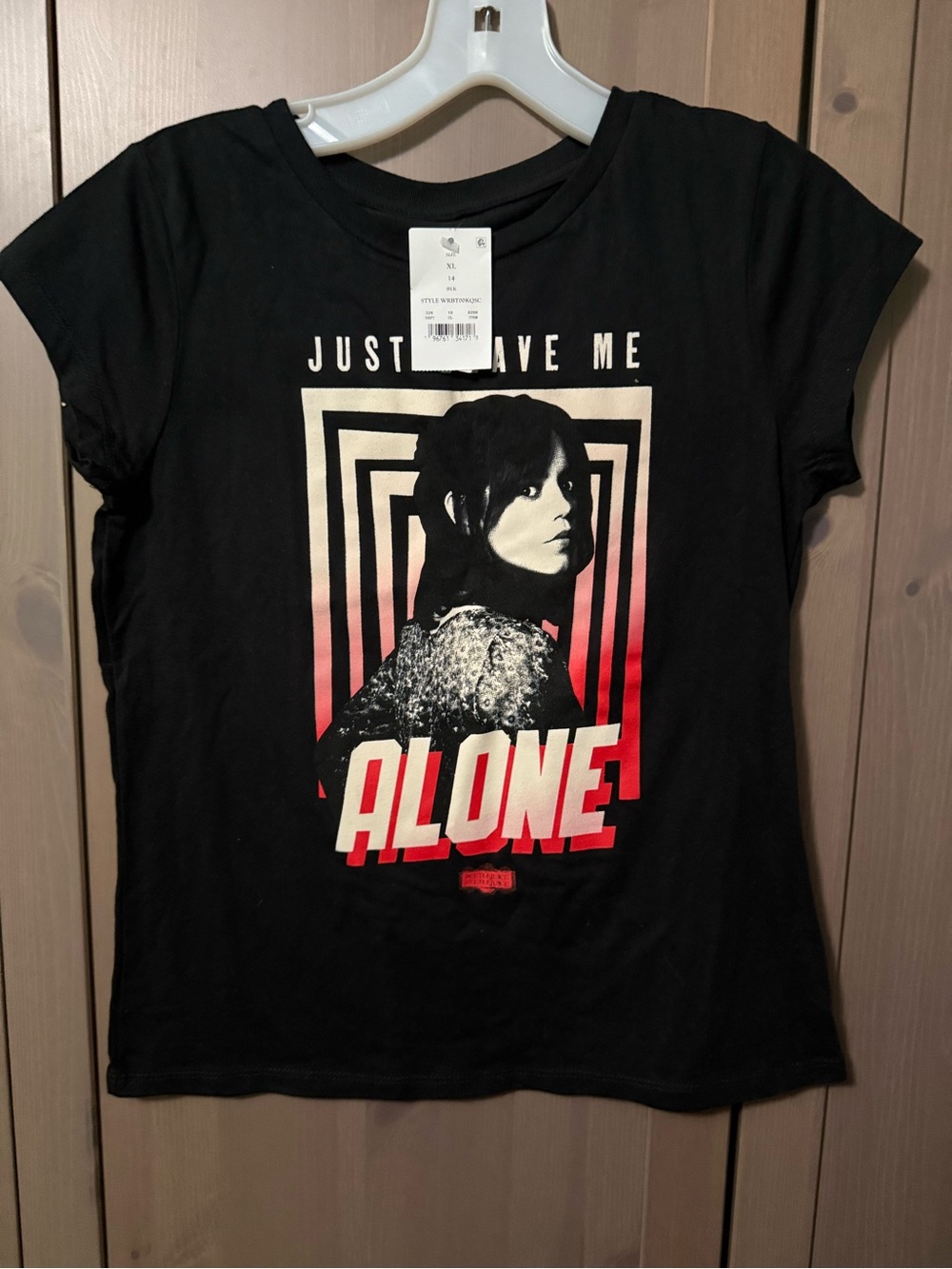 Beetlejuice Graphic 'Just Leave Me Alone' Black Tee, Girls XL (14)
